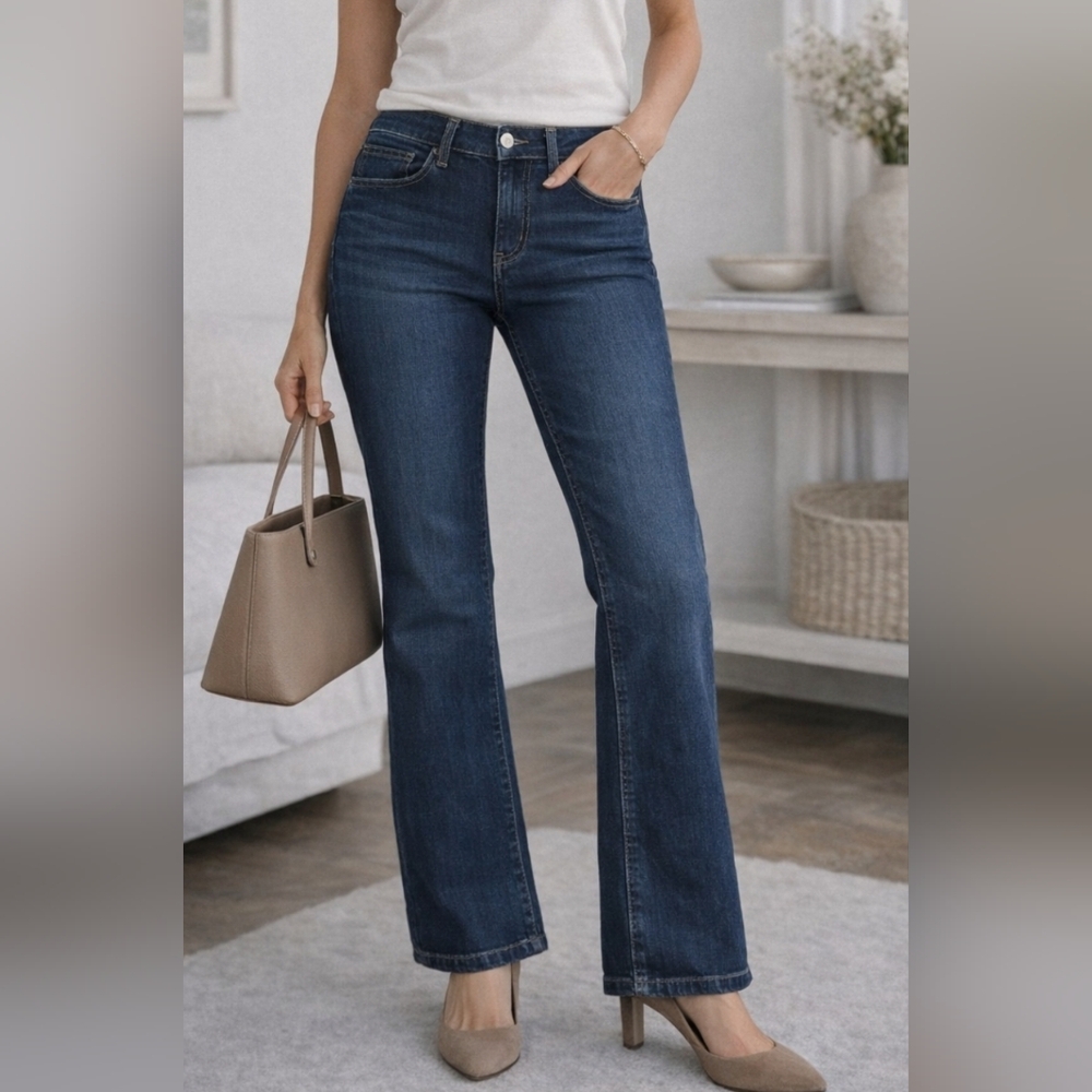RM Rebecca Minkoff Bootcut Jeans Dark Wash Stretch Denim Size 10P Mid Rise
